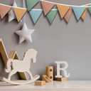Oudain 2 Pcs Pennant Banner Flags Nursery Garland Triangle Bunting Flags Playroom Wall Decor Banner for Nursery Baby Shower Birthday Boho Wedding Party Event, Each 7.75 ft(Warm Color)
