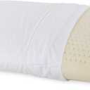 I AM Natural Talalay Latex Medium Support Bed Pillow for Sleeping, Removable and Breathable 100% Cotton Cover, Queen, White