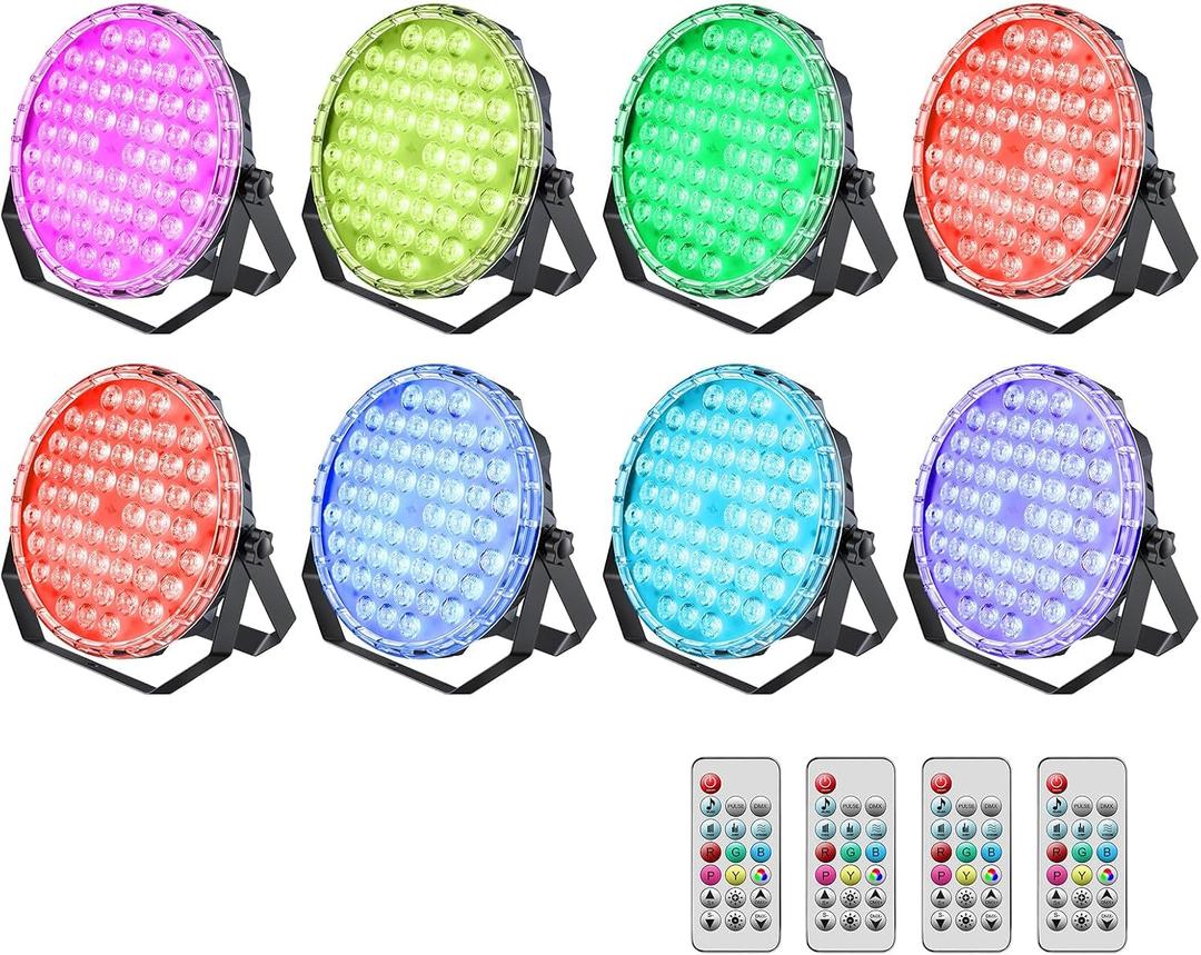 Betopper 54x1W RGB LED Stage DJ Par Lights with Remote Control, 8 Pack
