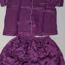 Women Silk Satin Pajamas Set Short Sleeve Button-down Sleepwear Loungewear Charm XL