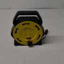 DEWENWILS Extension Cord Reel with 25 FT Power Cord, Hand Wind Retractable, 16/3 AWG SJTW, 4 Grounded Outlets, 13 Amp Circuit Breaker, Yellow, Black, UL Listed