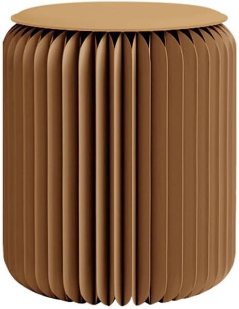 Home Furniture Modern Design Accordion Portable Folding Paper Stool Kraft Paper Relaxing Multifunction Round Foot Stool Side table-Fashion Paper Design Ideal for School Living Dining Room (Brown)