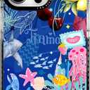 for iPhone 13 Pro Case Pink Ocean Adventure Collage Pattern Military Grade Drop Protection, Voyage Slim TPU with Camera Protection, Aesthetic Summer Design for Women Girls (BlueOctopus)