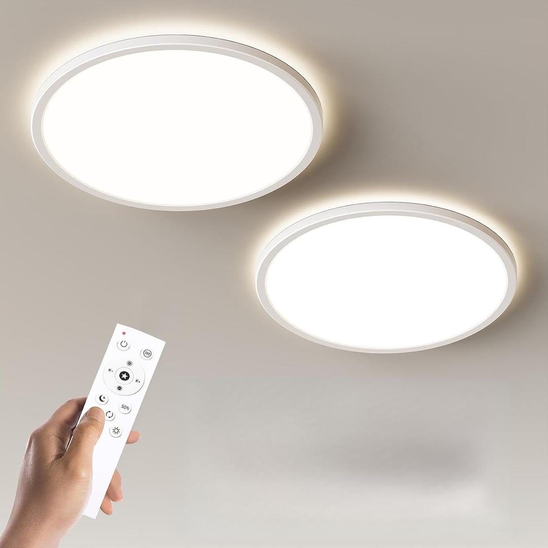 BLNAN LED Flush Mount Ceiling Light Fixture with Remote Control, 15.4 Inch 3000K-6500K Dimmable Round Low Profile Ceiling Lamp for Living Room Bedroom Kitchen, 16 Inch