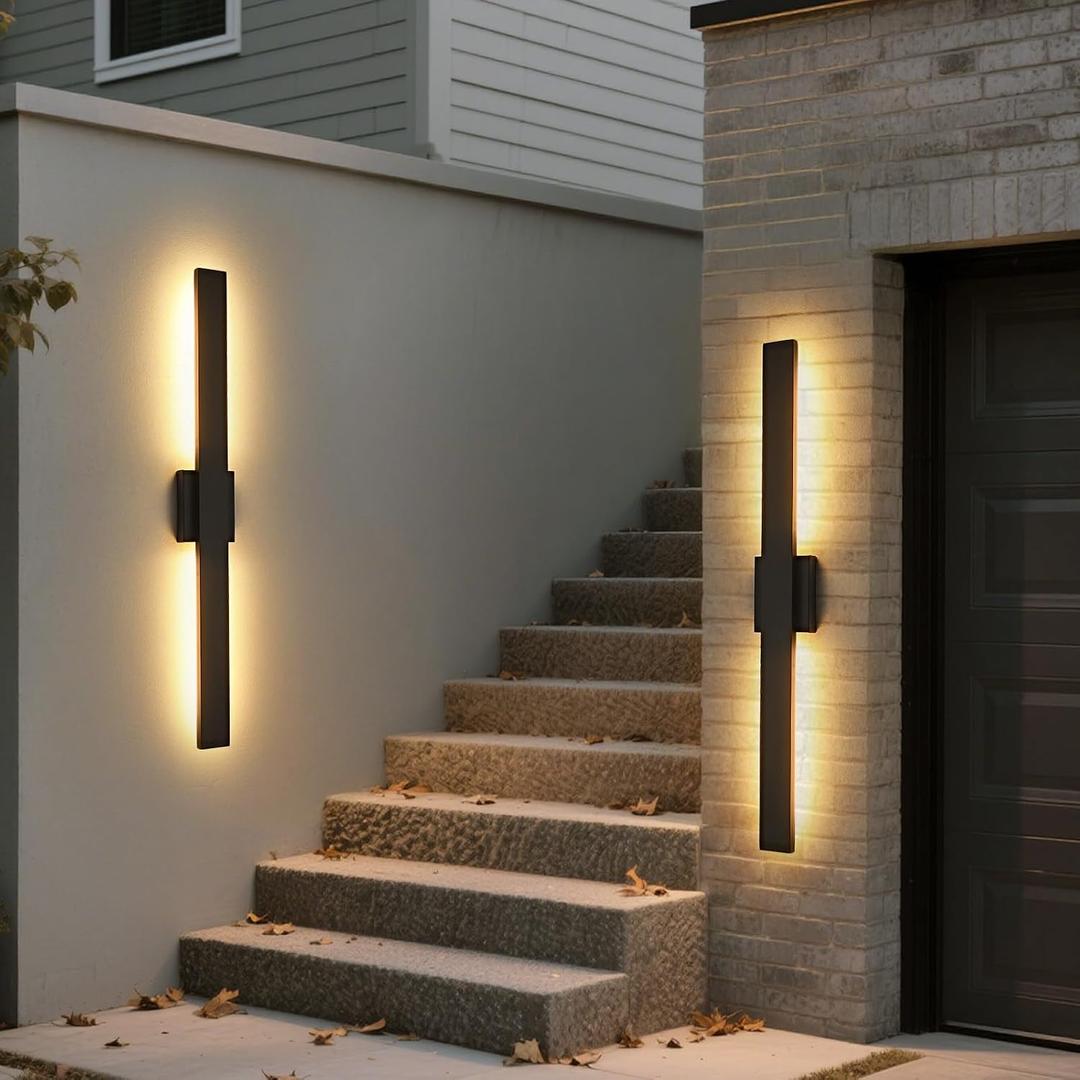 40.1inch Long Outdoor Modern LED Wall Light, Waterproof IP65 Warm White Led Wall Mount Lighting Fixture Black Outdoor Wall Sconces Outside Lights for House Garage Front Door Patio 2Pack