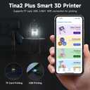 3D Printers TINA2 Plus V2, 250mm/s High Speed Auto Leveling FDM Mini 3D Printer with Spring Steel Platform, Fully Assembled 3D Printer for Kids and Beginners with WiFi High Precision 3D Printers