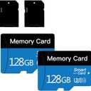 2 Pack 128 GB Micro Memory Card with Adapter, TF Card Class 10, Mini Memory Card for Camera/Smartphone/Tablet/Drone (Blue 128GB*2)