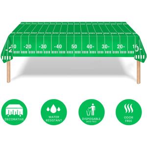 Party Football Tablecloth（120x60 Inch）, Football Theme Party Plastic Touchdown Table Cover for Birthday Party Decorations Tailgate Football Party  120x60