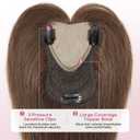 REECHO Human Hair Toppers for Women Real Human Thick Hair Topper Invisible Wiglett for Daily Wear Adding Instant Volume, Medium Brown