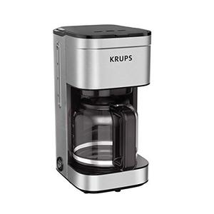 KRUPS Coffee Maker 10 Cups Simply Brew Stainless Steel Drip Coffee Maker, 900 Watts Coffee Filter, Drip Free, Dishwasher Safe Pot , Black & Silver