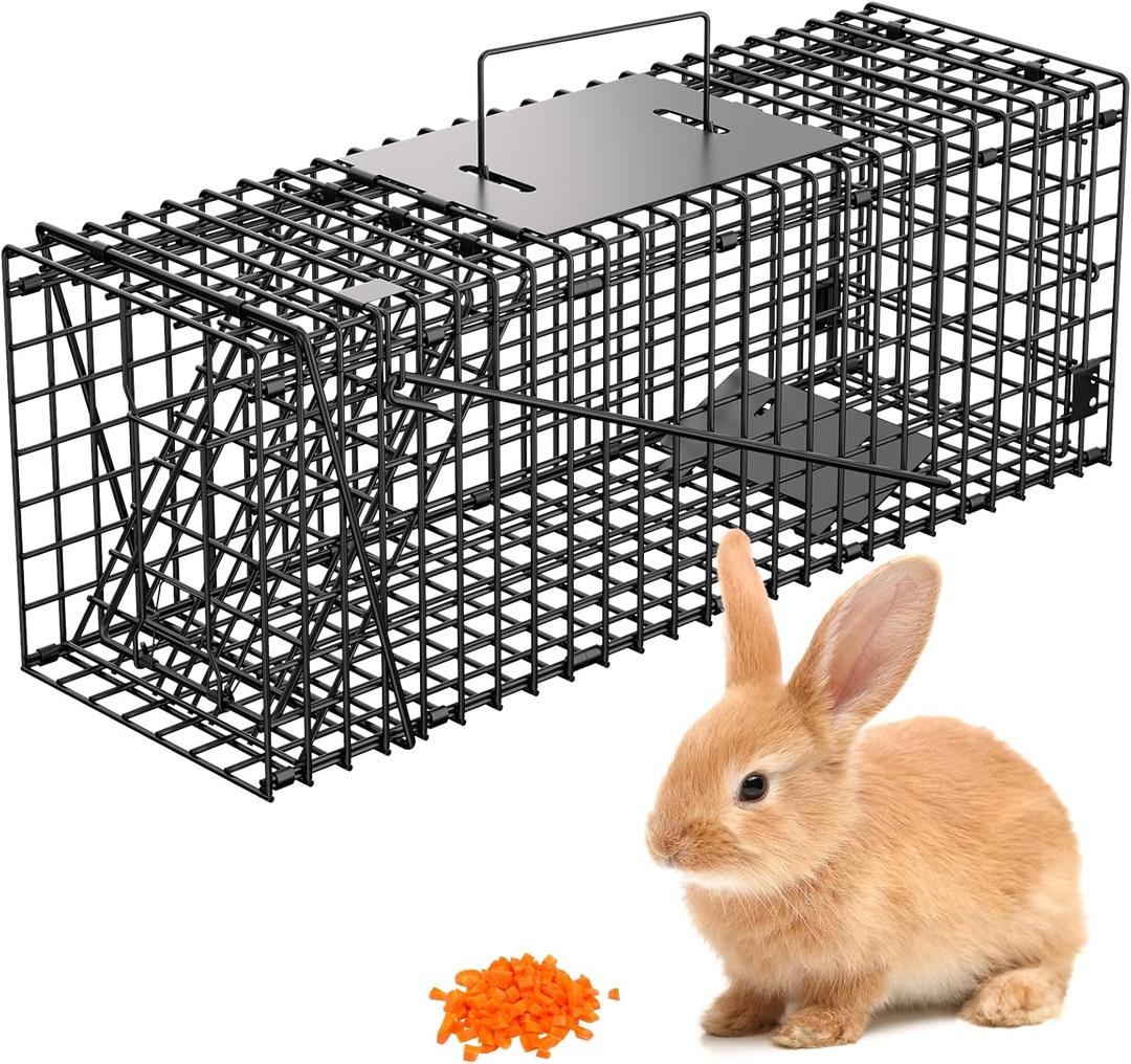 VASALAID Live Animal Trap Cage, 24 X 7 X 8 Inch Catch and Release, Foldable Humane Live Trap Cage Indoor & Outdoor for Stray Cats, Rabbits, Squirrels, Groundhogs, Woodchucks