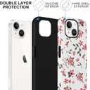 Pink Flower Phone Case for iPhone 13/iPhone 14, Cute Floral Phone Case for Girls Women, Vintage Exquisite Design Anti Scratch Stylish TPU Shockproof 2-in-1 Double Protective Cover