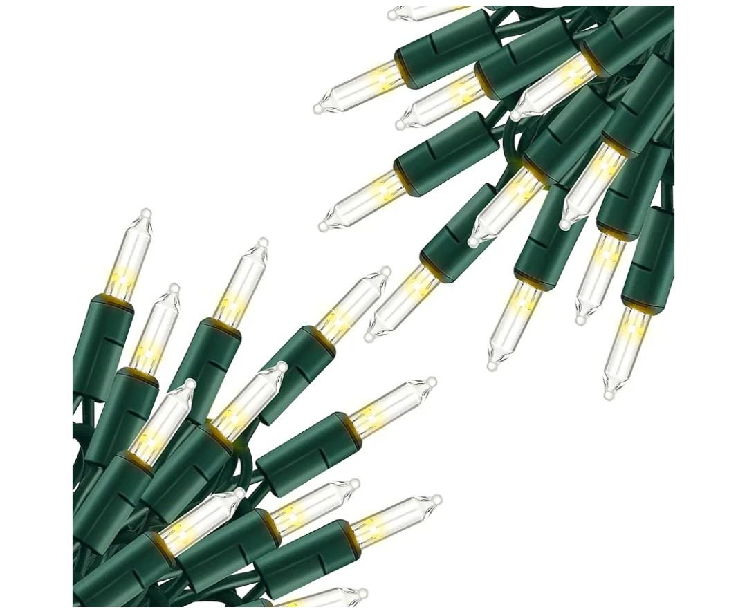 Warm White Christmas Lights, 2 Pack Total 40FT 200 Count Incandescent Christmas Mini Tree String Lights, Waterproof Christmas Decorations for Outdoor Indoor Xmas Patio Home Party Garden Yard Decor