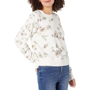 PAIGE womens Dayna Fairytale Floral Rouching Details Raglan Sleeve in White Multi Sweatshirt, White Multi, X-Large US