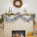 Jutom 6 Ft Silver Christmas Bay Leaf Garland Decoration Gold Bayleaf Garland for Christmas Fireplace Front Door Stairs Decoration Xmas Holiday Winter Engagement Birthday Wedding Supplies