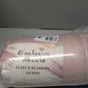 Exclusivo Mezcla Plush Fuzzy Fleece Bed Blanket Queen Size, Super Soft, Fluffy and Warm Blankets Suitable for All Seasons (Dusty Pink, 90x90 Inches)