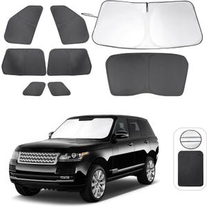 8PCS Windshield Sun Shade Custom Fit for 2013-2021 Land Rover Range Rover (Not Fit Range Rover Sport) Accessories Foldable Sunshade Side Rear Window Shade Cover Full Set Privacy Protection