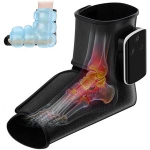 WBHLDM Portable Air Compression Ankle and Foot Massager with Heat for Pain Relief and Circulation, Smart Timer, Cordless Foot Massager for Neuropathy, Gifts for Mom Dad Men Women (Size 6 to 10,1PC)