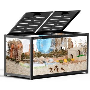 BUCATSTATE Hamster Cage 3.0: Large Metal Rat Cage Stackable with Top Access Easy Assemble 39.3L x 19.7W x 20.4H Inches Dwarf Syrian Hamster Tank for Gerbil Mouse (5.4 ft, Black)