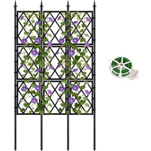 5.25FT Metal Garden Trellis for Climbing Plants Outdoor and Indoor, Black Iron Pipe Support Fence Climbing Plant Frame Wall Trellis with Garden Twist Tie for Ivy Vines Vegetable Flower