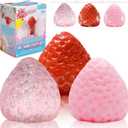 3Pcs Big Taba Squishies Strawberry, Cute Strawberry Squeeze Toys, Upgrade Fruit Squishies, Kawaii Sticky Stress Toy, Clear Fidget Toys, Valentines Gift for Kids, Teen Boys Girls Birthday Gift Ideas, 2.7 inches x 2.5 inches x 2.3 inches