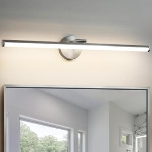KAISITE Bathroom Light Fixture Over Mirror 30IN Brushed Nickel LED Vanity Light 24W 3000K Dimmable Modern Bathroom Wall Mount Lighting Fixture Rotatable Bath Vanity Light Bar