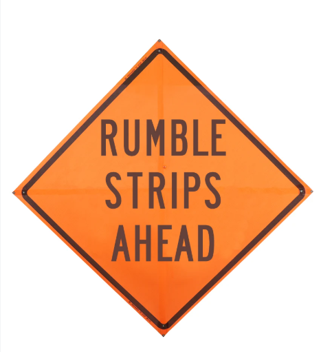 48" Non Reflective Fluorescent Vinyl Orange Roll-Up Traffic Warning Sign.