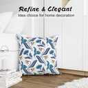 LOVOUS Blue Leaf Throw Pillow Covers 18x18 Inch Set of 2, Vintage Linen Decorative Pillow Covers for Bed Couch Sofa Bedroom Living Room Home Decor, B7