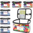 BEBOAN 6 Packs Storage Bags Organizer Jewelry Clothing Storage for Family Members, Travel Waterproof Container for Clutter and Other Little Items, Reusable Clear PVC Organizing Case Bags Black