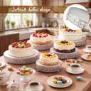 5 Pcs Metal Silver Cake Stand,16/14/12/10/8 in Round Cake Holder