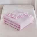 Ruffled Toddler Blanket Ruffle Comforter for Baby Toddler Girls, Soft Cozy Cute Quilted Blanket Breathable Microfiber Comfortable Down Alternative Small Size Quilt with Ruffle - 39"x 47" Pink