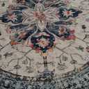 Area Rugs 6ft Washable Non-Slip, Floral Vintage Distress Print Pattern Medallion Carpet for Living Room Bedroom Dining Room, Beige Navy Blue Orange Colorful