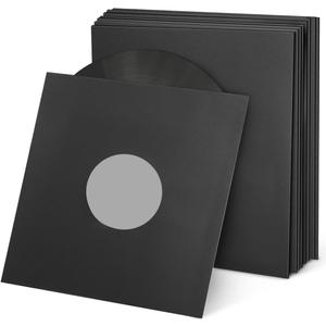 100 PCS 12in Black Paper & Poly Lined Record Inner Sleeves for LP Vinyl Records, 110gsm Paper 33 RPM Record Sleeves, Anti Static Record Storage Album Covers LP Vinyl Jacket Covers