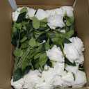 White Roses Artificial Flowers Bulk, 52Pcs Fake Roses White Flowers, DIY Silk Faux Roses Bouquet, Realistic White Faux Flowers Mohter's Day Valentine's Day Decor