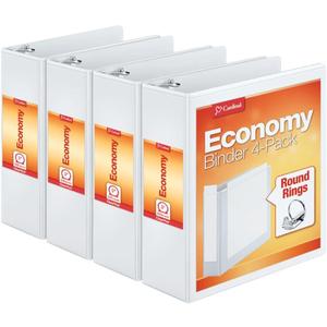Cardinal Economy 3 Ring Binder, 3 Inch, Presentation View, White, Holds 625 Sheets, Nonstick, PVC Free, 4 Pack of Binders (00430) Cardinal Economy 3 Ring Binder, 3 Inch, Presentation View, White, Holds 625 Sheets, Nonstick, PVC Free, 4 Pack of Binders (00430)