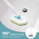 nacena Shower Scrubber with Long Handle, 4 in 1 Tile Tub Scrubber Brush with 3 Detachable Cleaning Heads and V-Shaped Grout Brush Shower Cleaner Brush for Bathroom Kitchen Toilet Tub Sink, Blue White