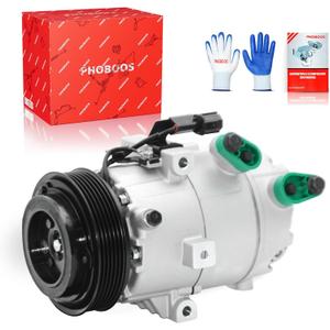 PHOBOOS A/C Compressor with Clutch Compatible with Kia Forte 2014-2018 1.8L/2.0L; Forte Koup 2014-2017, Forte5 2014-2018 & Hyundai Elantra GT 2013-2017, 2.0L, Fast Cooling, Ref.CO29274C