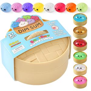 Dumpling Squishy Mystery Box, Random 1 of 14 Colors, Cute Squishy Dumpling Toy, Slow Rising Squeeze Toy, Sensory Fidget Toys for Anxiety Relief, Perfect for Party Favors, Birthday Gifts & Desk Toys