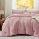 Bedsure Queen Comforter Set, Pink Soft Prewashed Bedding for All Seasons, 3 Pieces GentleSoft™ Bed Set, 1 Lightweight Comforter (90"x90") and 2 Pillowcases (20"x26")