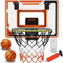 LED Basketball Hoop for Kids - Over The Door Indoor Hoop with Electronic Scoreboard & 3 Mini Balls, Birthday Gift for Boys Girls Ages 5 6 7 8 9 10 11 12+ Years Old (Single)