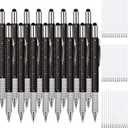 Zhanmai 16 Pieces 8 Pcs Gifts for Men Fathers Day Dad Gifts from Daughter Son Wife 6 in 1 Multitool Pen Set with Refills Screwdriver Ruler Levelgauge Birthday Graduation (Black)