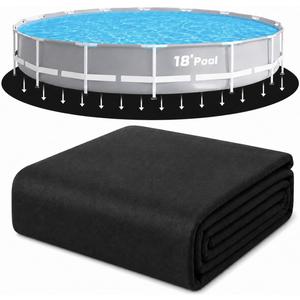 18-Foot Round Pool Pads for Above Ground Pool, Durable Geotextile Fabric Under Pool Liner Pad, Puncture Resistant Pool Ground Pad, Extend Liner Life, Black
