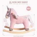 Plush Rocking Horse for Toddlers 18 M+, Stuffed Unicorn Rocker with Realistic Sounds, Soft Ride-On Pony, Birthday Gift for Kids (Pink Unicorn), Large