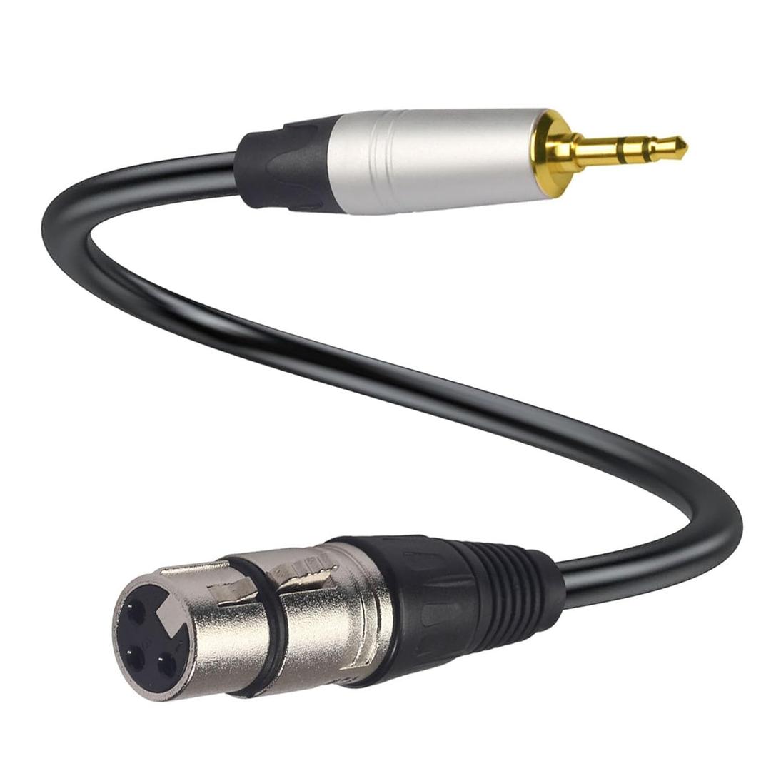 XLR to 3.5mm Balanced Cable Adapter, XLR Female to 1/8 inch Mic Cord for Camcorders, DSLR Cameras, Computer Recording Device and More - 1ft