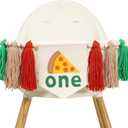 Pizza 1st Birthday High Chair Tassel Banner - Italian Theme Party 1st Birthday Tassel Garland, Pizza Place Bake Party Decorations,Photography Props