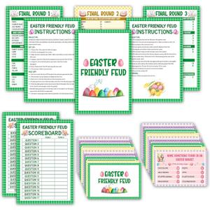 Easter Friendly Feud Game, Funny Easter Party Games, Spring Friendly Feud Trivia Quiz for Family Adults, Spring Bunny & Eggs Holiday Party Supplies -14