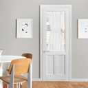 NICETOWN Sidelight Sheer Door Window Curtains - Semi Light Filtering French Door Curtain with Tieback, 26 x 50 Inch, White