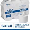 Georgia Pacific SofPull 19510 Centerpull 2-Ply High Capacity Toilet Paper, 1000 Sheets Per Roll, 6 Rolls Per Case, White, Regular