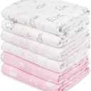 GLLQUEN BABY Receiving Blanket Boy Cotton Muslin Swaddle Blankets Girl Newborn Squares Breathable & Soft Thin Baby Blankets Cloths Double Absorbent Infant Swaddling Wrap - 6 Pack (Looking for Spring)