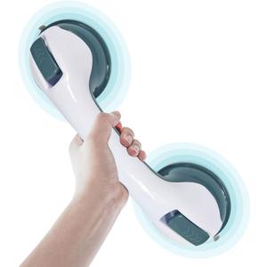 1 Pack 12.1 inch Shower Grab Bars for Seniors, Grab Bars for Bathtubs and Showers, Shower Handles for Elderly Suction Cup, Bathroom Safety for Showers Walls Heavy Duty, No Drilling Waterproof (Gray)